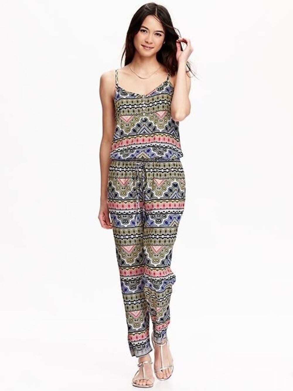 Old Navy Women's Multicolor Aztec Print Sleeveless V-Neck Camisole Jumpsuit Sz M